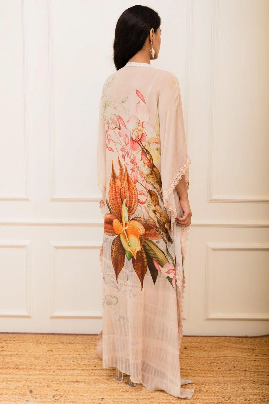 Varun Bahl Pret Pink Botanical Printed Kaftan 5 Varun Bahl Pret Pink Botanical Printed Kaftan - Image 5