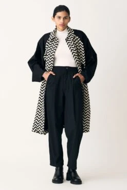 Three Black Front Pleat Pant