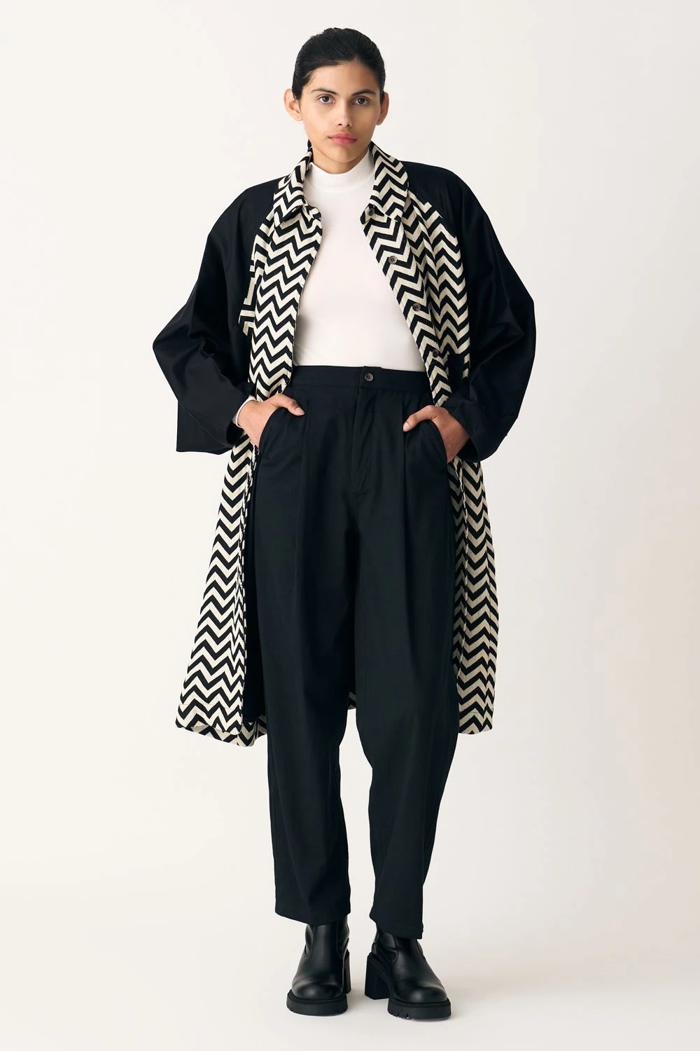 Three Black Front Pleat Pant 1 Three Black Front Pleat Pant