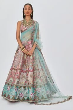Aisha Rao Pink Floral Embellished Lehenga Set
