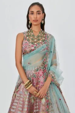 Aisha Rao Pink Floral Embellished Lehenga Set -Echo Clohting Shop 11723ar12 4