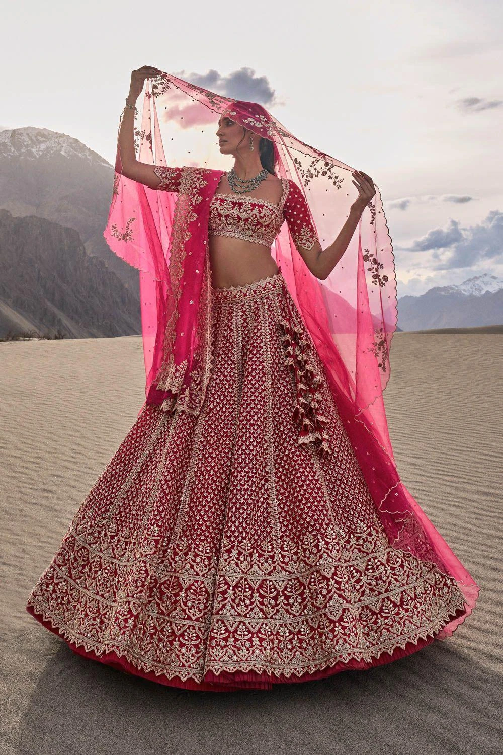 Anushree Reddy Red & Pink Amaaya Lehenga Set 1 Anushree Reddy Red & Pink Amaaya Lehenga Set
