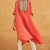 Avacara Red Mulberry Silk Kaftan Set