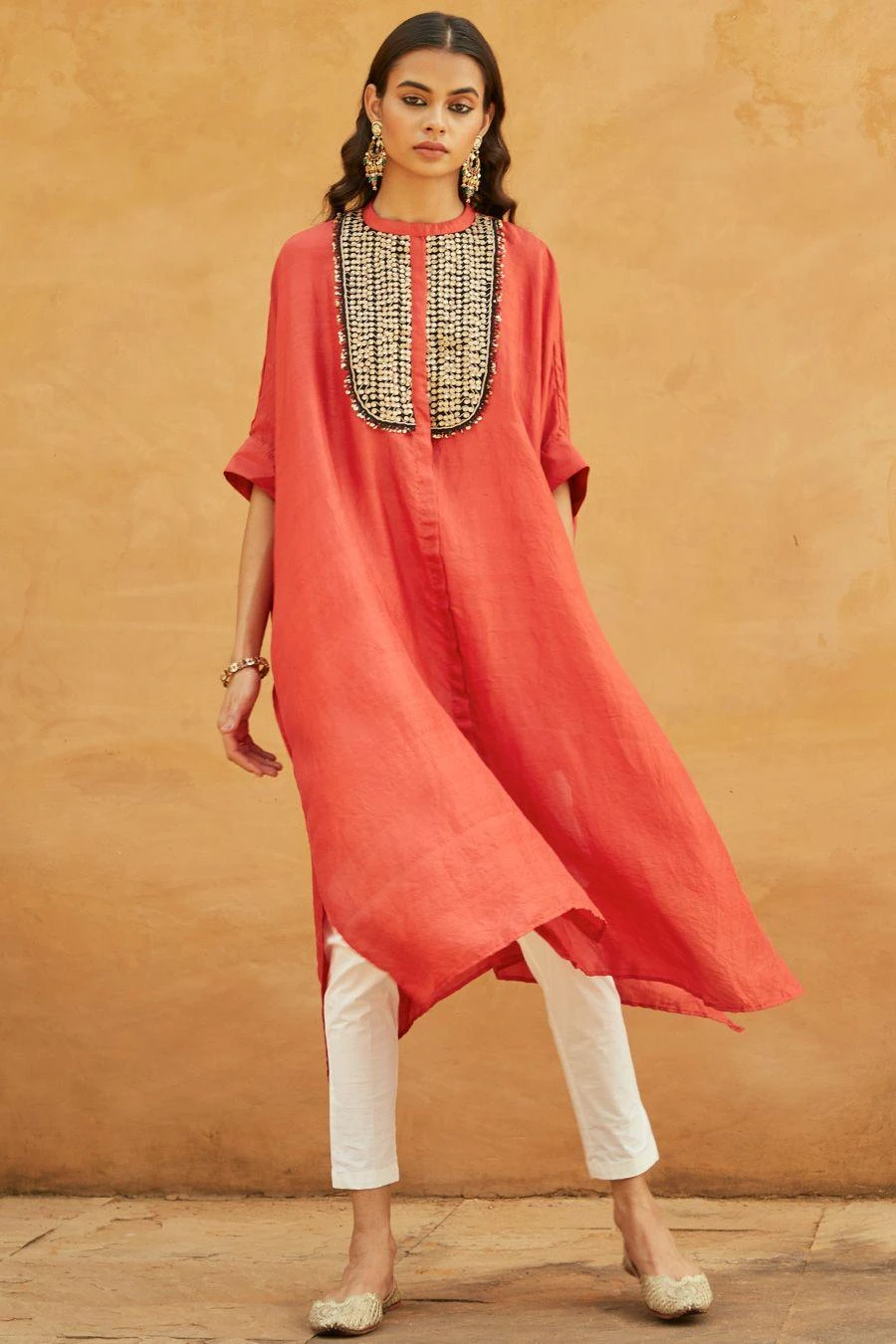 Avacara Red Mulberry Silk Kaftan Set 1 Avacara Red Mulberry Silk Kaftan Set