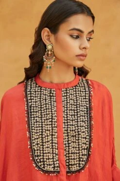 Avacara Red Mulberry Silk Kaftan Set 4 Avacara Red Mulberry Silk Kaftan Set -Echo Clohting Shop 1210av11 2