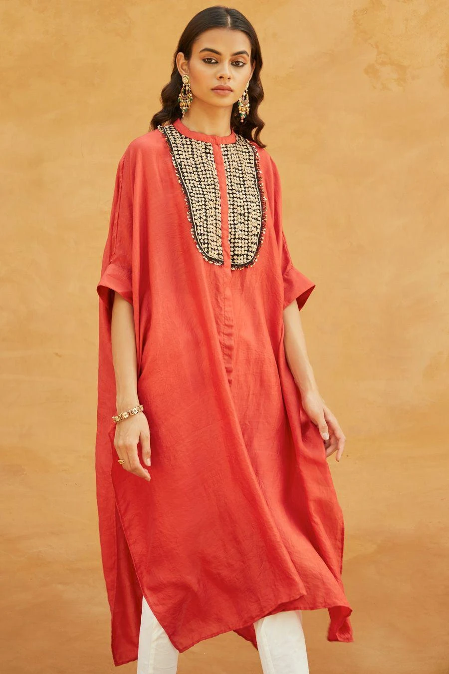 Avacara Red Mulberry Silk Kaftan Set 3 Avacara Red Mulberry Silk Kaftan Set - Image 3