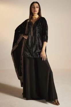 Shorshe Black Saifi Gharara Set