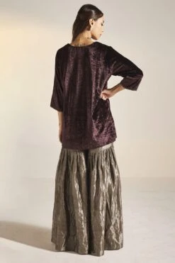Shorshe Plum & Silver Saifi Sharara Set -Echo Clohting Shop 1211sh15 6