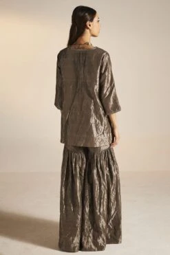 Shorshe Slate Grey Handloom Tissue Gharara Set -Echo Clohting Shop 1211sh17 6