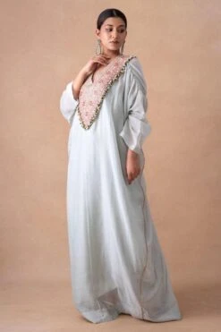 Anamika Khanna Serene Blue Floral & Sequin Adorned Kaftan Set -Echo Clohting Shop 12124ak14 3