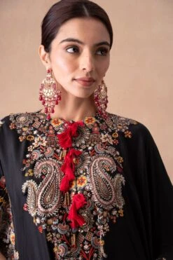 Anamika Khanna Chic Black Paisley Embellished Kaftan-Skirt Set -Echo Clohting Shop 12124ak30 4
