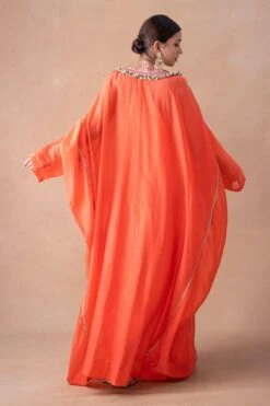 Anamika Khanna Coral Pink Floral & Sequin Adorned Kaftan Set -Echo Clohting Shop 12124ak39 5