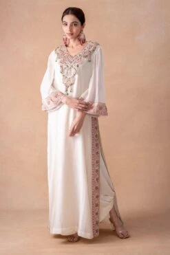 Anamika Khanna Ethereal Ivory Floral & Sequin Kurta-Skirt Set