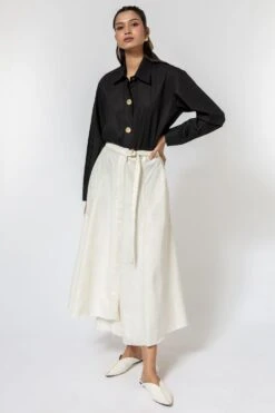 Ode To Odd Ecru Asymmetric Denim Skirt