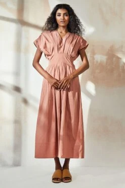 Khara Kapas English Rose Pleated Dress