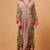 Siddhartha Bansal Bottle Green Floral Pleated Kaftan