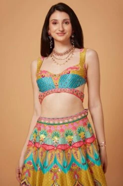Siddhartha Bansal Mustard Embellished Lehenga Set -Echo Clohting Shop 12sbl3 4