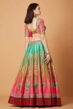 Siddhartha Bansal Green & Yellow Hand Embellished Lehenga Set -Echo Clohting Shop 12sbl4 6