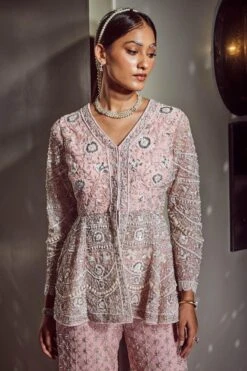 Devika Bhayana Pink Embellished Peplum & Flared Pants -Echo Clohting Shop 1303db17 3