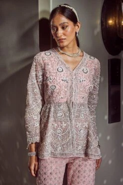 Devika Bhayana Pink Embellished Peplum & Flared Pants -Echo Clohting Shop 1303db17 5