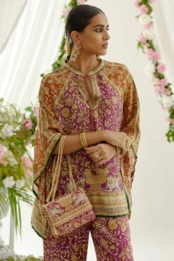 Rajdeep Ranawat Magenta Ramona V-neck Poncho Set -Echo Clohting Shop 1303rr34 4 1