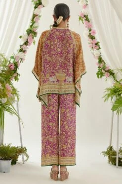 Rajdeep Ranawat Magenta Ramona V-neck Poncho Set -Echo Clohting Shop 1303rr34 6 1