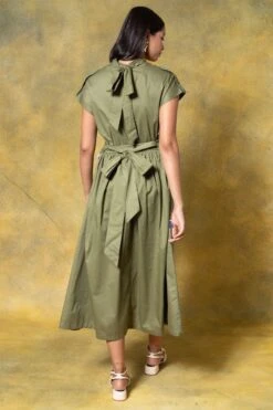 GRAINE Olive Green Cutout Dress -Echo Clohting Shop 1304gra01 5