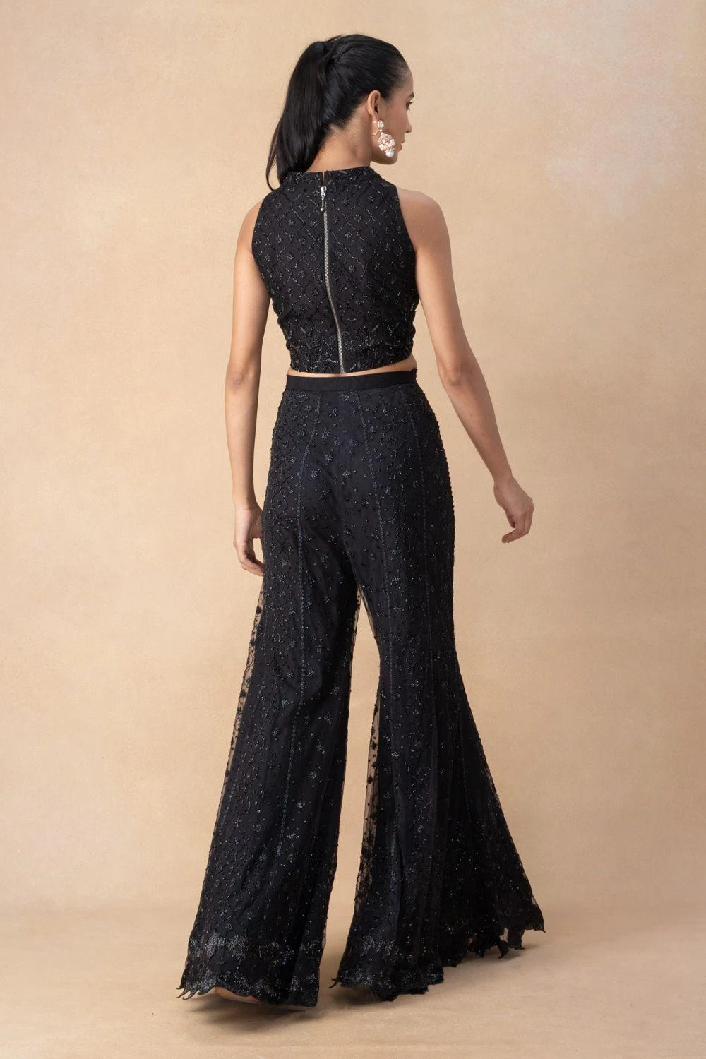 Mishru Black Embroidered Sharara Set 5 Mishru Black Embroidered Sharara Set - Image 5