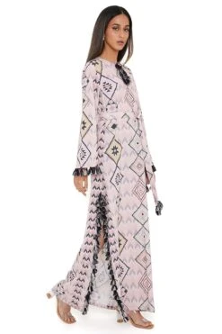 PS Pret By Payal Singhal Blush Mosaic Diamond Printed Beyza Kaftan -Echo Clohting Shop 1311ps19 3