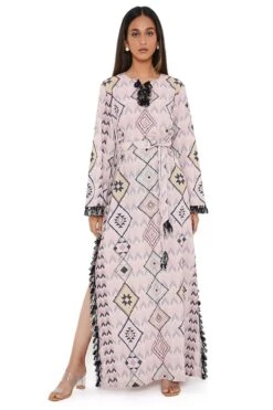PS Pret By Payal Singhal Blush Mosaic Diamond Printed Beyza Kaftan -Echo Clohting Shop 1311ps19 5
