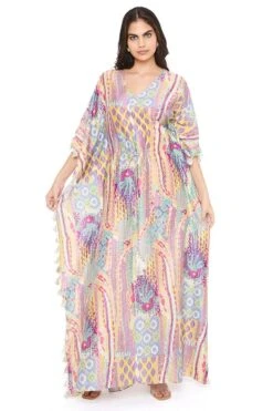 PS Pret By Payal Singhal Lime Green African Print Kaftan With Tassels