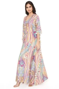 PS Pret By Payal Singhal Lime Green African Print Kaftan With Tassels -Echo Clohting Shop 1311psn13 3