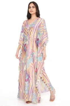 PS Pret By Payal Singhal Lime Green African Print Kaftan With Tassels -Echo Clohting Shop 1311psn13 4