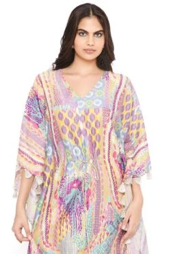 PS Pret By Payal Singhal Lime Green African Print Kaftan With Tassels -Echo Clohting Shop 1311psn13 5