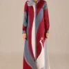 AMPM Zaib Wine & Blue Abstract Satin-Organza Abaya