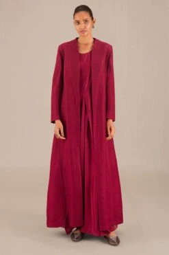 AMPM Cyra Silky Wine Abaya Set
