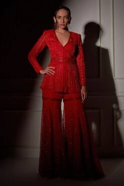 Ritika Mirchandani Red Geometric Embroidered Sharara Set -Echo Clohting Shop 1312rm8 3