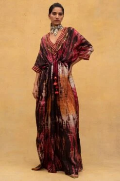 CAPISVIRLEO Red & Rust Tie Dye Kaftan