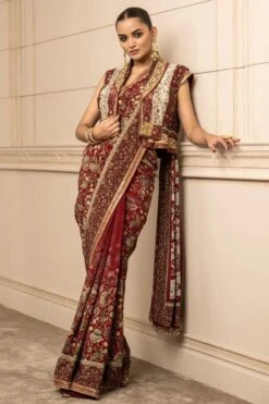 Tarun Tahiliani Red Embellished Gilet 8 Tarun Tahiliani Red Embellished Gilet -Echo Clohting Shop 13323tt91 3