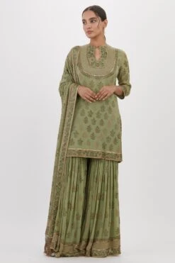 Nakul Sen Green Cutdana Embroidered Sharara Set