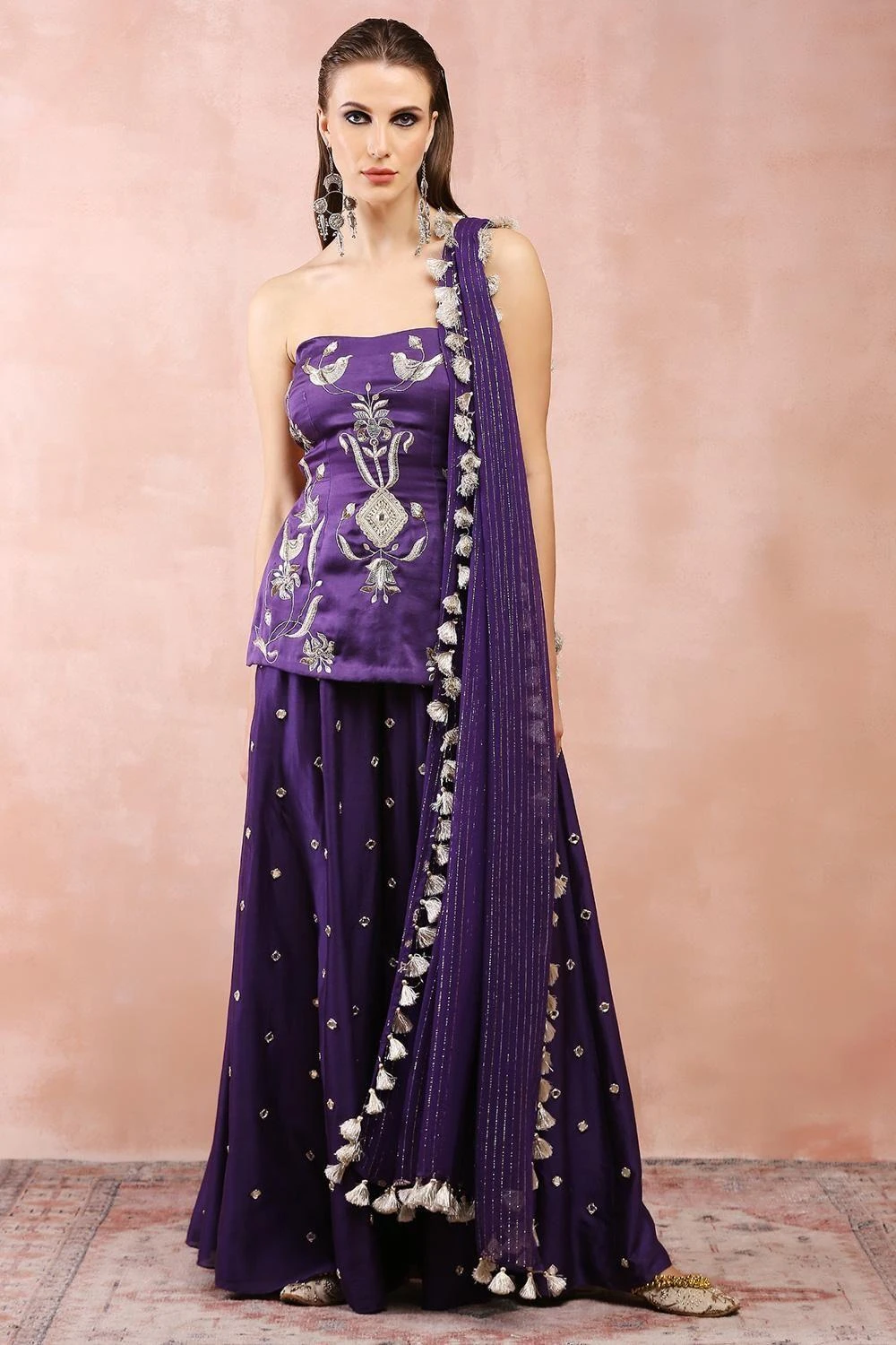 Payal Singhal Purple Embellished Sharara Set 2 Payal Singhal Purple Embellished Sharara Set - Image 2
