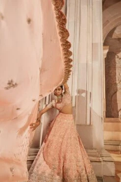 Mrunalini Rao Peach Embellished Lehenga Set -Echo Clohting Shop 1411mr14 3