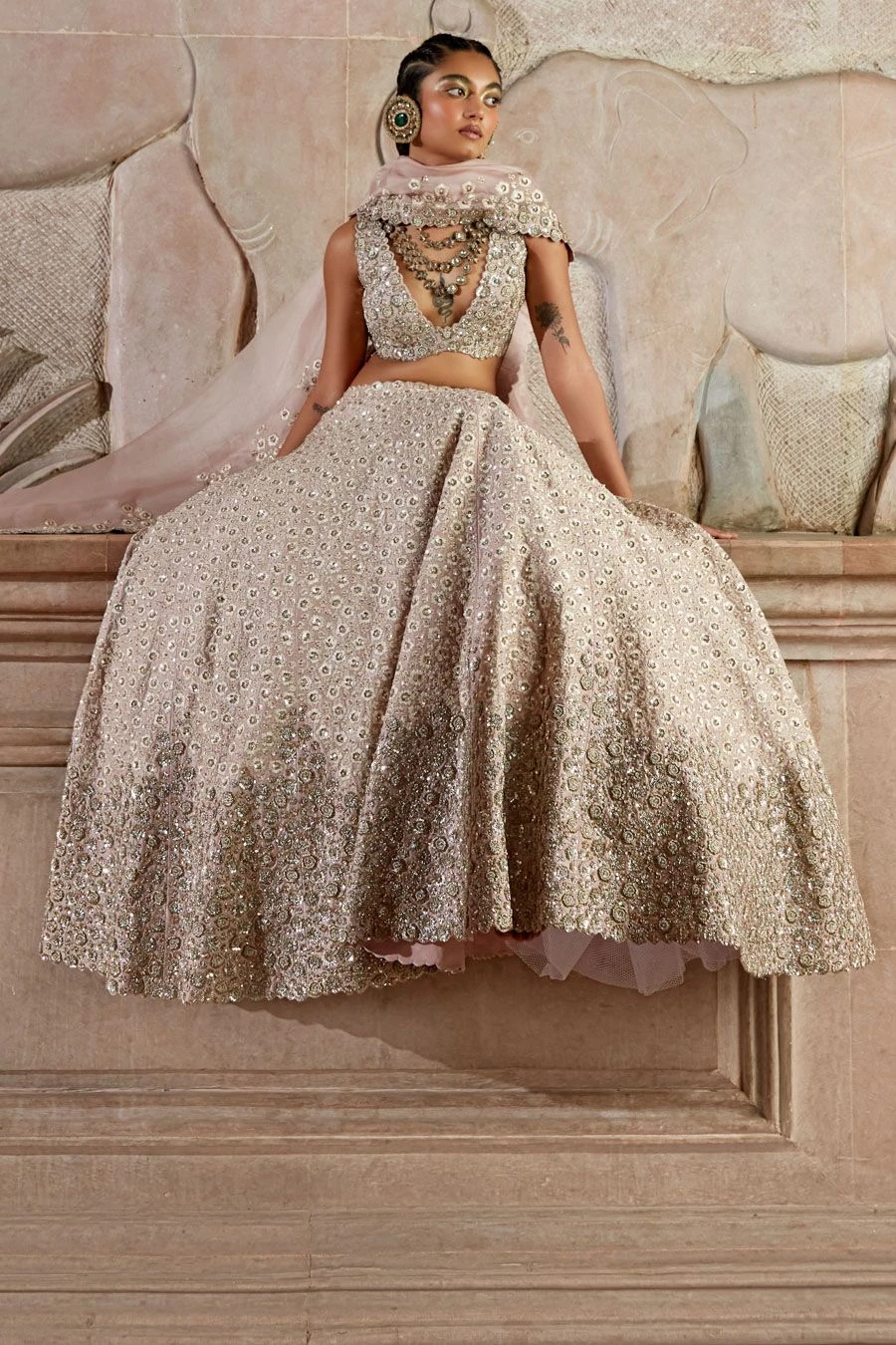 Mrunalini Rao Blush Floral Embroidered Lehenga Set 1 Mrunalini Rao Blush Floral Embroidered Lehenga Set