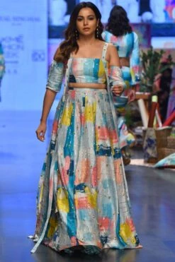 Payal Singhal Blue Sandra Painterly Lehenga Set