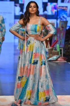 Payal Singhal Blue Sandra Painterly Lehenga Set -Echo Clohting Shop 1411ps17 3