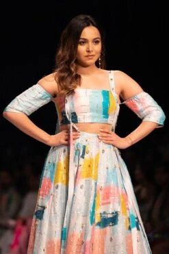 Payal Singhal Blue Sandra Painterly Lehenga Set -Echo Clohting Shop 1411ps17 5