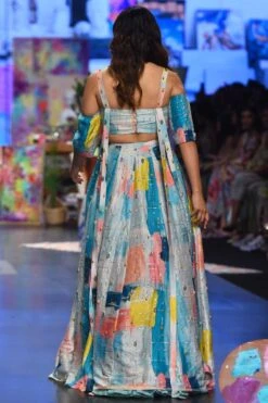 Payal Singhal Blue Sandra Painterly Lehenga Set -Echo Clohting Shop 1411ps17 6
