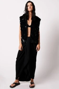 431-88 By Shweta Kapur Black Tulum Skirt