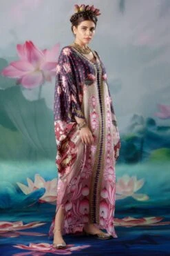 Rajdeep Ranawat Pink Verusha V-neck Kaftan -Echo Clohting Shop 1503rr03 5