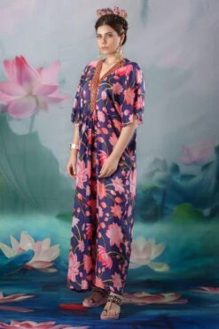 Rajdeep Ranawat Navy Kusum Embellished Kaftan -Echo Clohting Shop 1503rr05 2